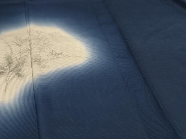 平和屋着物＊夏物　訪問着　絽　手描き　草花文　バッタ　暈し染め　正絹　逸品　AABL6582jd