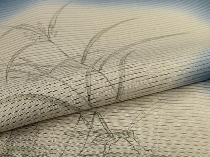 平和屋着物＊夏物　訪問着　絽　手描き　草花文　バッタ　暈し染め　正絹　逸品　AABL6582jd