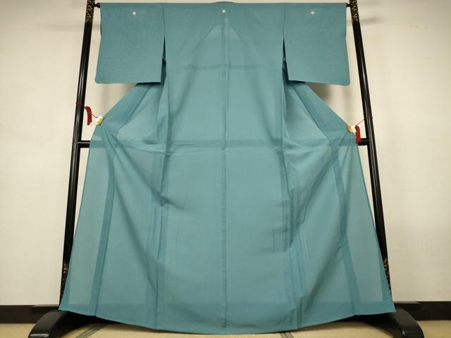 平和屋着物＊夏物　色無地　絽　白群色　正絹　逸品　AABL6583jd