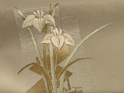 平和屋着物＊夏物　訪問着　絽　刺繍　草花文　暈し染め　金銀彩　正絹　逸品　AABL6586jd