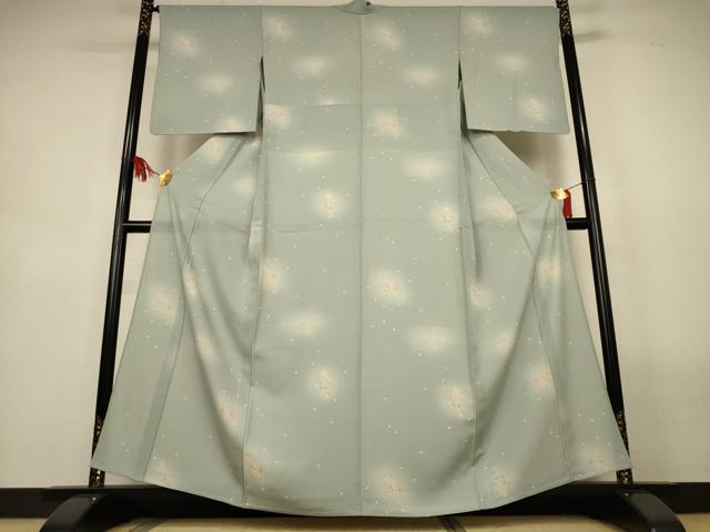 平和屋着物＊夏物　小紋　絽　舞花文　蛍暈し　正絹　逸品　AABL6587jd