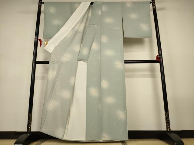 平和屋着物＊夏物　小紋　絽　舞花文　蛍暈し　正絹　逸品　AABL6587jd