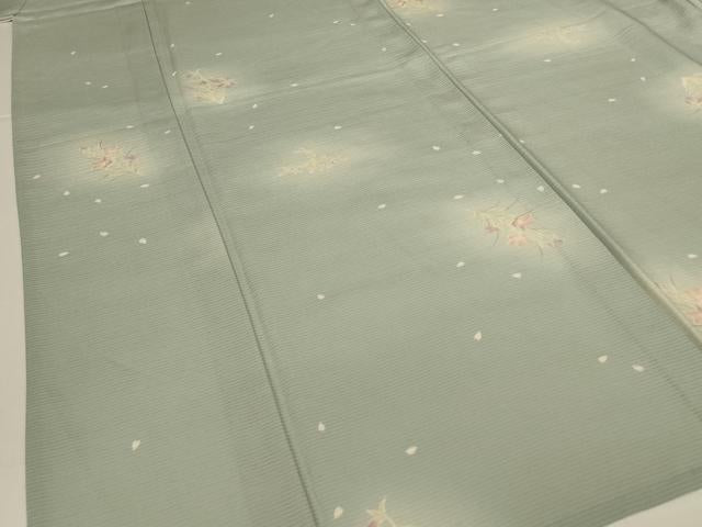 平和屋着物＊夏物　小紋　絽　舞花文　蛍暈し　正絹　逸品　AABL6587jd