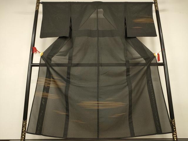 平和屋着物＊夏物　訪問着　紗紬　霞文　黒地　鈴乃屋扱い　正絹　逸品　AABL6590jd