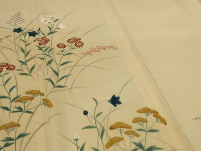 平和屋着物＊夏物　訪問着　絽　手描き　草花文　正絹　逸品　AABL6595jd