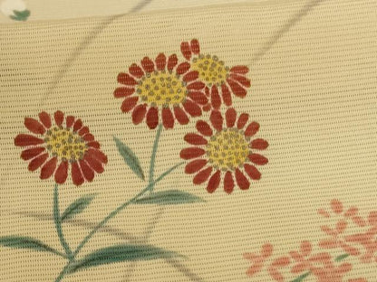 平和屋着物＊夏物　訪問着　絽　手描き　草花文　正絹　逸品　AABL6595jd