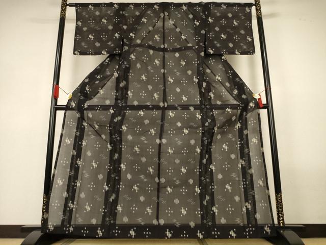 平和屋着物＊夏物　本場琉球絣　夏琉球　濃紺地　正絹　逸品　AABL6597jd