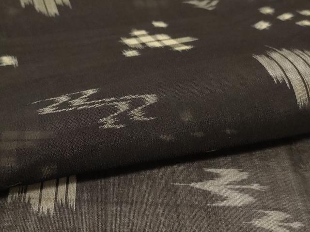 平和屋着物＊夏物　本場琉球絣　夏琉球　濃紺地　正絹　逸品　AABL6597jd