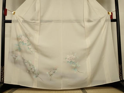 平和屋着物＊夏物　訪問着　絽　手描き　草花文　暈し染め　反端付き　正絹　逸品　AABL6600jd