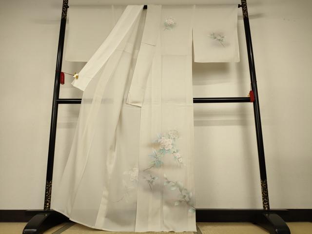 平和屋着物＊夏物　訪問着　絽　手描き　草花文　暈し染め　反端付き　正絹　逸品　AABL6600jd