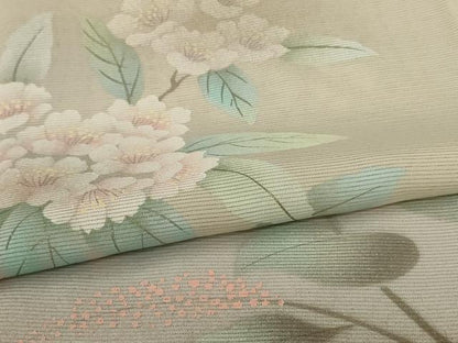 平和屋着物＊夏物　訪問着　絽　手描き　草花文　暈し染め　反端付き　正絹　逸品　AABL6600jd