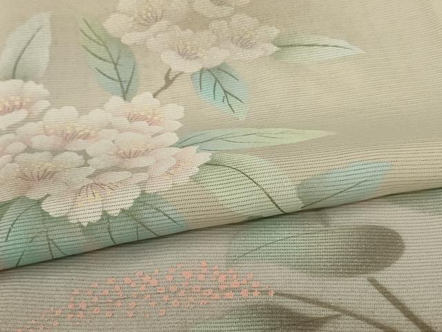 平和屋着物＊夏物　訪問着　絽　手描き　草花文　暈し染め　反端付き　正絹　逸品　AABL6600jd