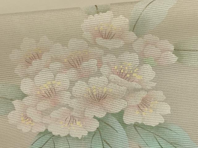 平和屋着物＊夏物　訪問着　絽　手描き　草花文　暈し染め　反端付き　正絹　逸品　AABL6600jd