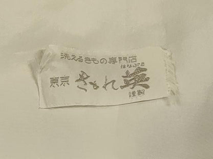 平和屋着物＊夏物　洗える最高級着物　＜英＞はなぶさ謹製　小紋　絽縮緬　市松文様　洗える着物　AABL6603jd