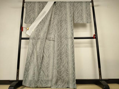 平和屋着物＊夏物　小紋　紗　草葉間道　洗える着物　AABL6605jd