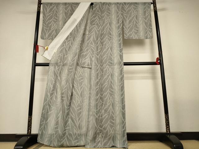 平和屋着物＊夏物　小紋　紗　草葉間道　洗える着物　AABL6605jd