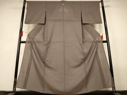 平和屋着物＊夏物　色無地　変わり絽　江戸鼠色　正絹　逸品　AABL6612jd