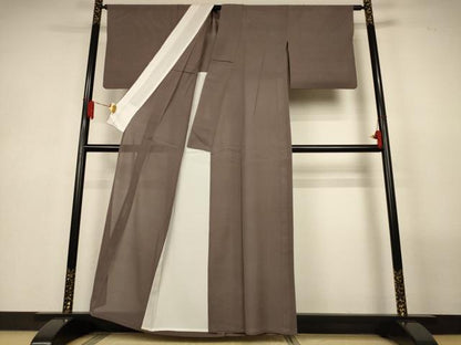 平和屋着物＊夏物　色無地　変わり絽　江戸鼠色　正絹　逸品　AABL6612jd