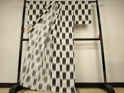 平和屋着物＊夏物　小紋　浴衣兼用　抽象文　綿麻　AABL6613jd