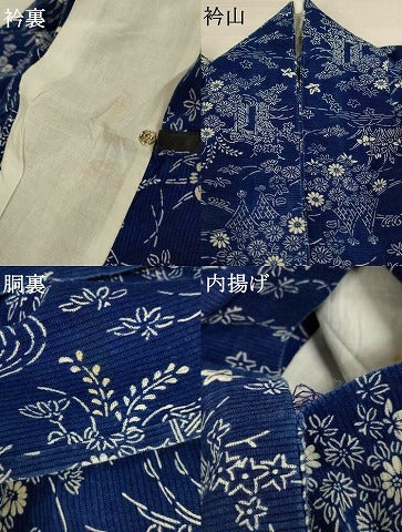 平和屋着物∴夏物　浴衣　綿絽　流水草花文　綿　逸品　AABL6625jd