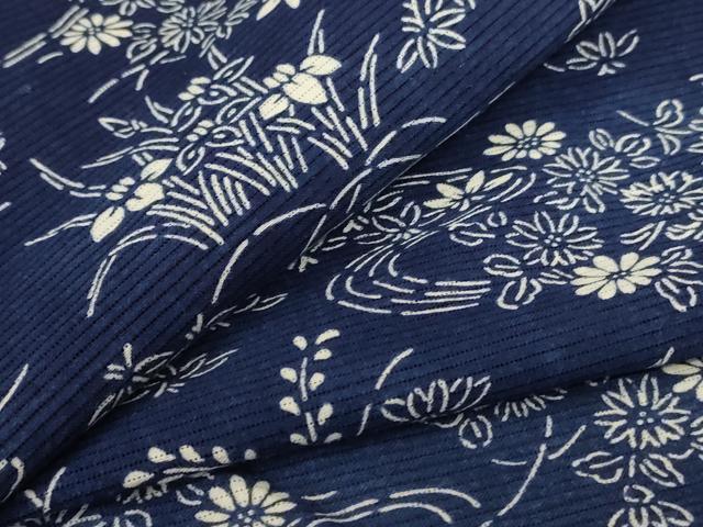 平和屋着物∴夏物　浴衣　綿絽　流水草花文　綿　逸品　AABL6625jd