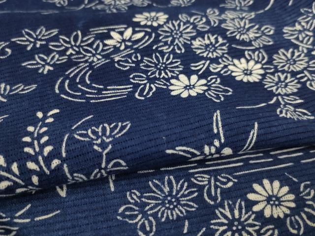 平和屋着物∴夏物　浴衣　綿絽　流水草花文　綿　逸品　AABL6625jd