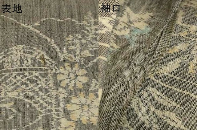 平和屋着物＊夏物　本場小千谷ちぢみ　風景文　麻　逸品　AABL6631jd