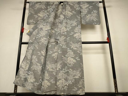 平和屋着物＊夏物　本場小千谷ちぢみ　風景文　麻　逸品　AABL6631jd
