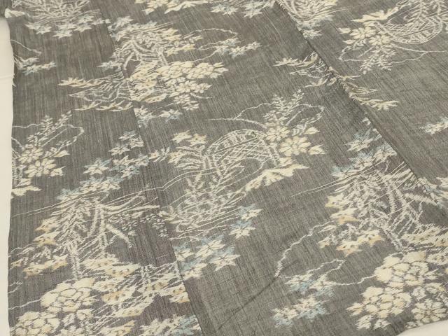 平和屋着物＊夏物　本場小千谷ちぢみ　風景文　麻　逸品　AABL6631jd