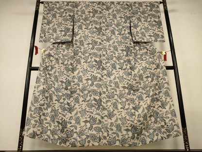 平和屋着物＊夏物　小紋　絽　更紗花文　正絹　逸品　AABL6633jd