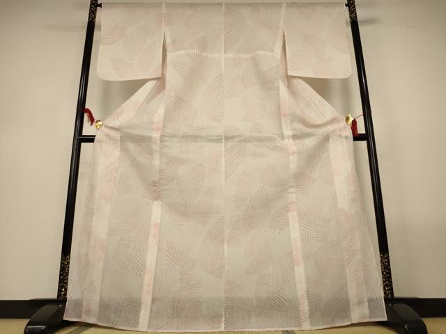 平和屋着物＊夏物　小紋　ちぢみ織　舞蝶文　AABL6634jd