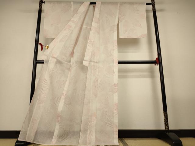 平和屋着物＊夏物　小紋　ちぢみ織　舞蝶文　AABL6634jd