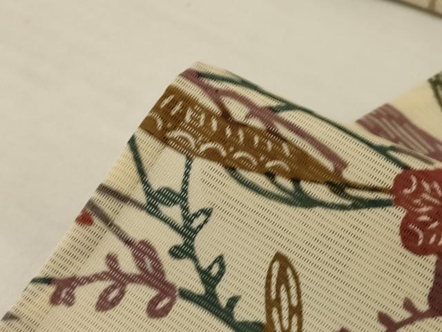 平和屋着物＊夏物　小紋　絽　型染め　草花文　正絹　逸品　AABL6638jd