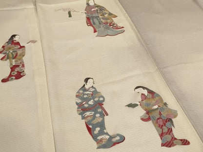 平和屋着物＊夏物　訪問着　絽　人物文　暈し染め　正絹　逸品　AABL6639jd