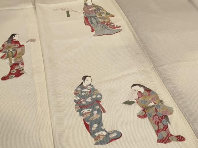 平和屋着物＊夏物　訪問着　絽　人物文　暈し染め　正絹　逸品　AABL6639jd