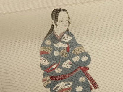 平和屋着物＊夏物　訪問着　絽　人物文　暈し染め　正絹　逸品　AABL6639jd
