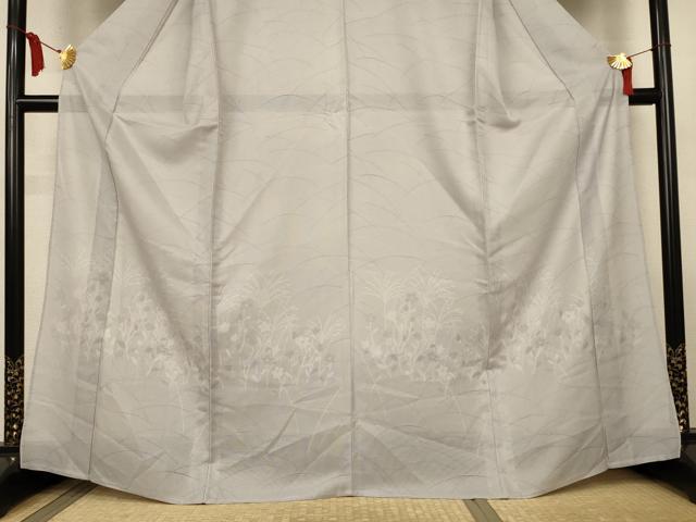 平和屋着物＊夏物　無地絵羽訪問着　絽　色無地　芝花紋紗　潤色　正絹　逸品　AABL6643jd