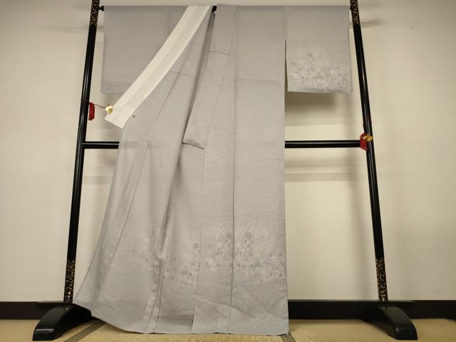 平和屋着物＊夏物　無地絵羽訪問着　絽　色無地　芝花紋紗　潤色　正絹　逸品　AABL6643jd