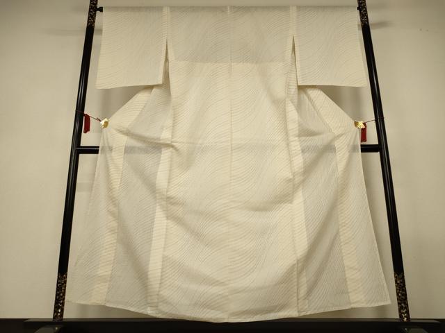 平和屋着物＊夏物　紗紬　よろけ縞　正絹　逸品　AABL6645jd