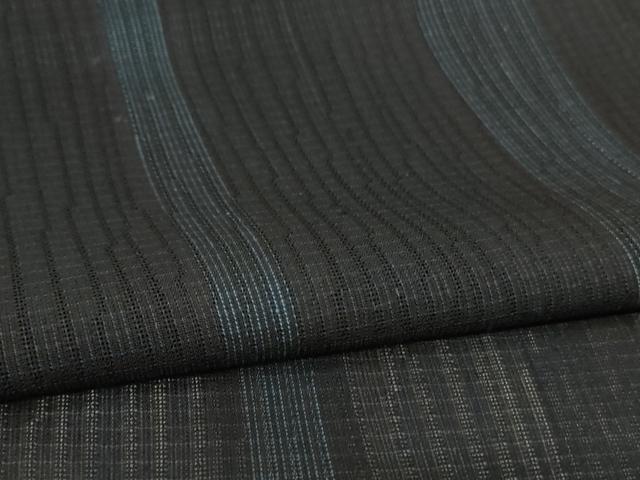 平和屋着物＊夏物　小紋　紗　変わり縞　黒地　正絹　逸品　AABL6646jd