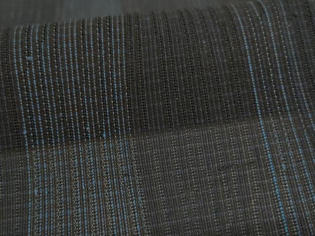 平和屋着物＊夏物　小紋　紗　変わり縞　黒地　正絹　逸品　AABL6646jd