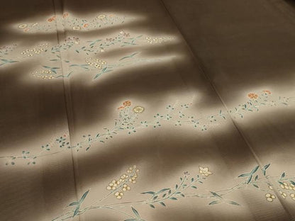 平和屋着物＊夏物　訪問着　絽　草花文　暈し染め　金彩　正絹　逸品　AABL6649jd