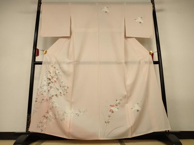 平和屋着物＊夏物　訪問着　絽　友禅　草花文　暈し染め　正絹　逸品　AABL6653jd