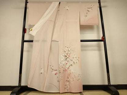 平和屋着物＊夏物　訪問着　絽　友禅　草花文　暈し染め　正絹　逸品　AABL6653jd