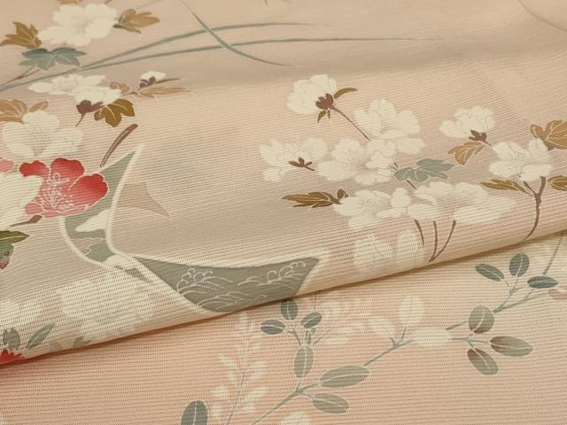 平和屋着物＊夏物　訪問着　絽　友禅　草花文　暈し染め　正絹　逸品　AABL6653jd