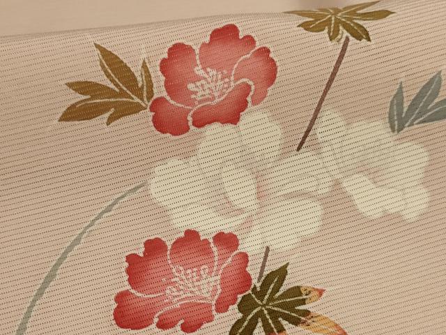 平和屋着物＊夏物　訪問着　絽　友禅　草花文　暈し染め　正絹　逸品　AABL6653jd