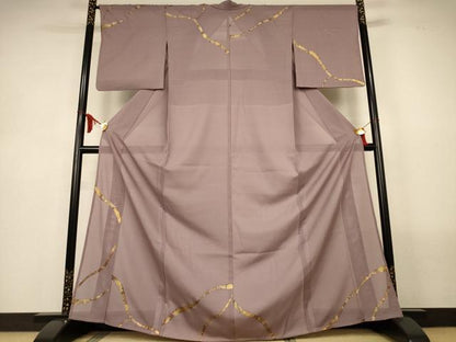 平和屋着物＊夏物　訪問着　変わり絽　抽象文様　金彩　正絹　逸品　AABL6655jd