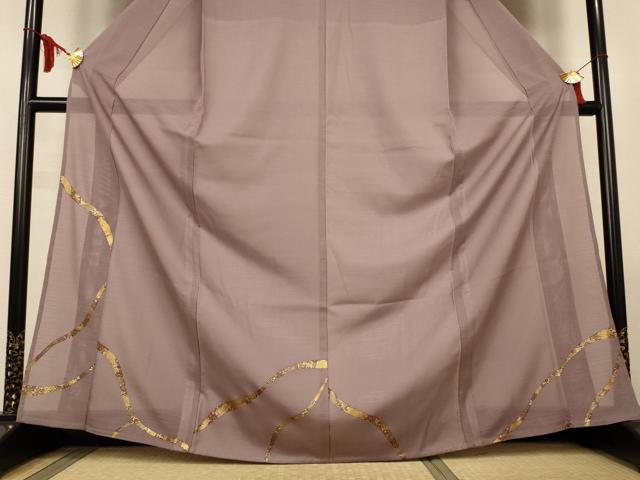 平和屋着物＊夏物　訪問着　変わり絽　抽象文様　金彩　正絹　逸品　AABL6655jd