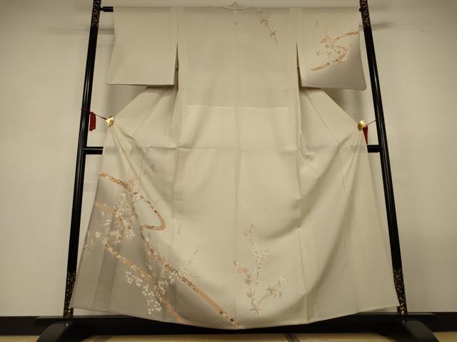 平和屋着物＊夏物　訪問着　絽　枝花文　暈し染め　金彩　正絹　逸品　AABL6657jd