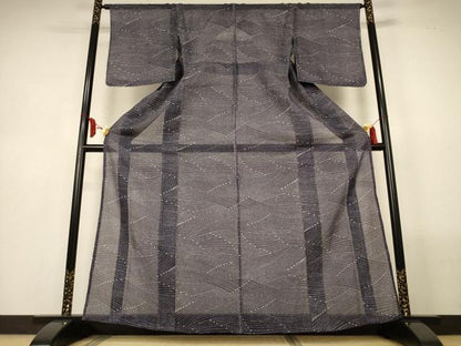 平和屋着物＊夏物　小紋　浴衣兼用　絹紅梅　抽象文様　絹綿　逸品　AABL6658jd